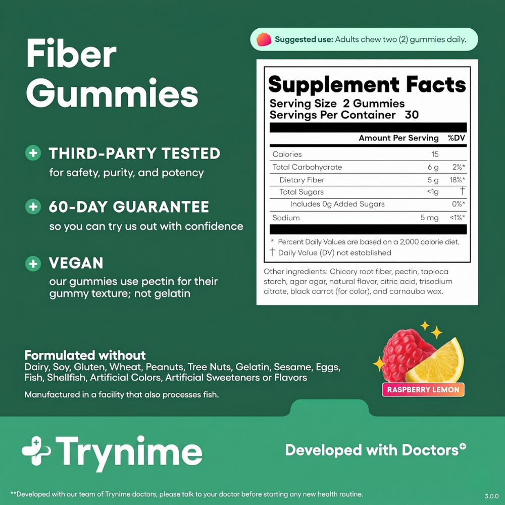 Trynime – GutGlow Probiotic Fiber Gummies